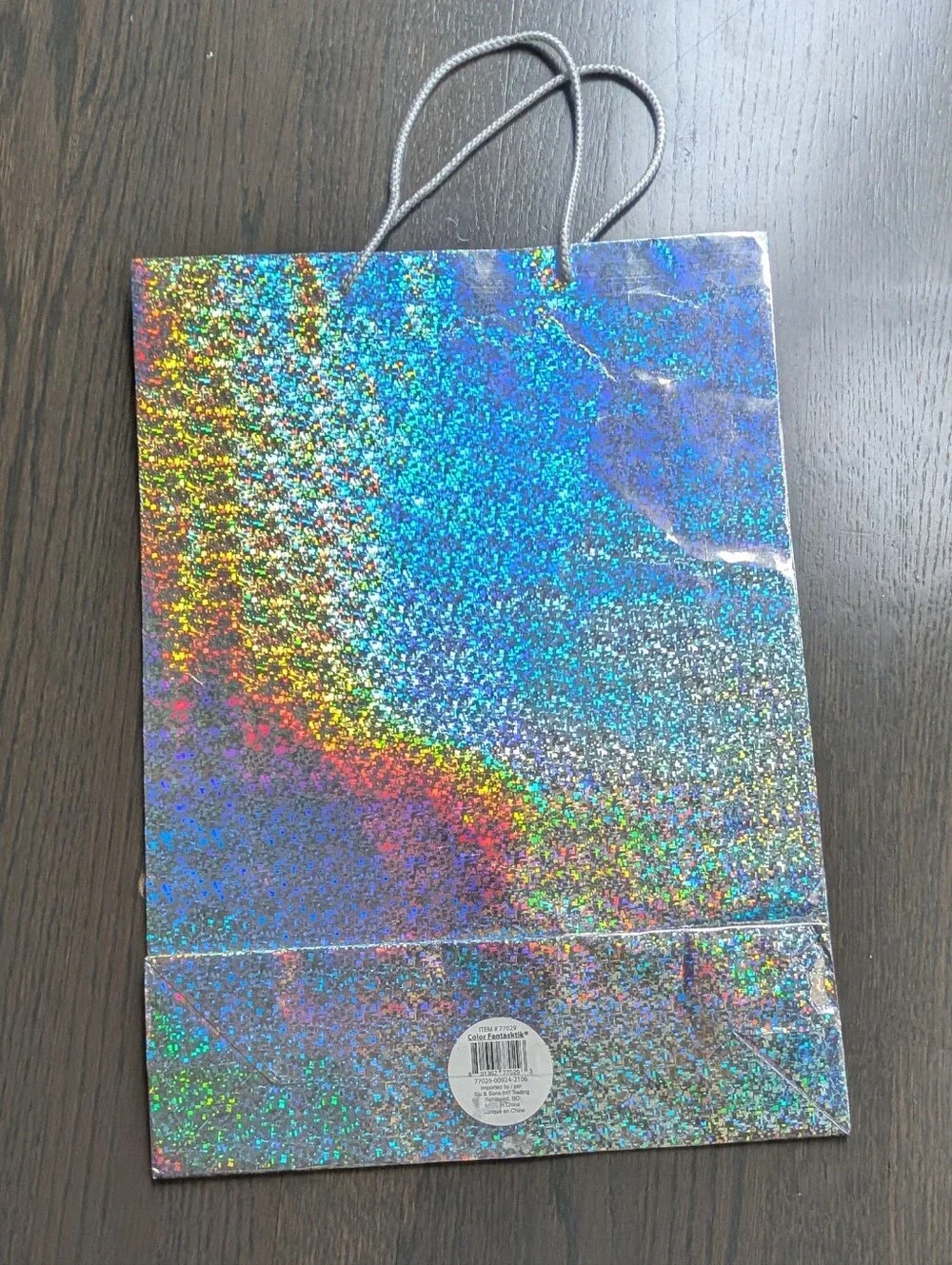 Color Fantasktik Holographic Silver Medium Paper Gift Bag 18x13x5